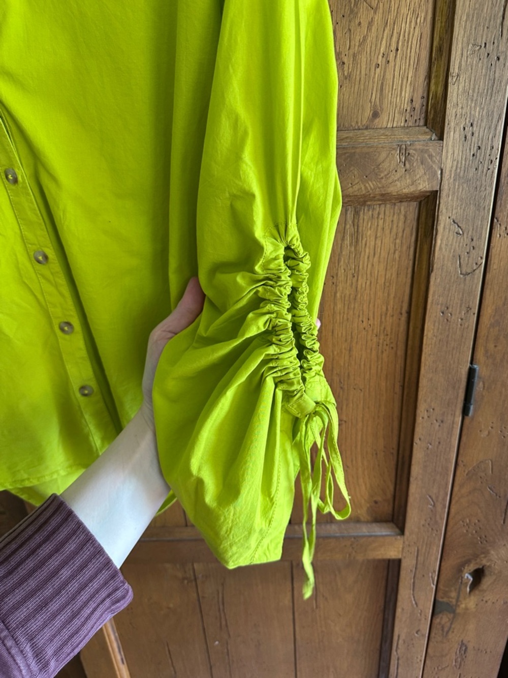 Pilcro Lime Green Button-Up Blouse - Picture 4 of 8